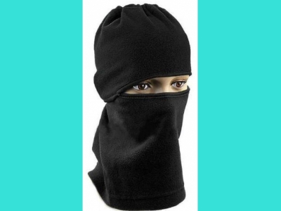Шлем маска-шарф флисовая (черная) с прорезью для глаз, 65104